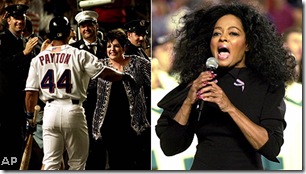 Liza and Payton; Diana Ross sings the anthem