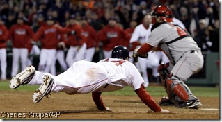 Jason Bay slides home to eliminate the Angels in '08